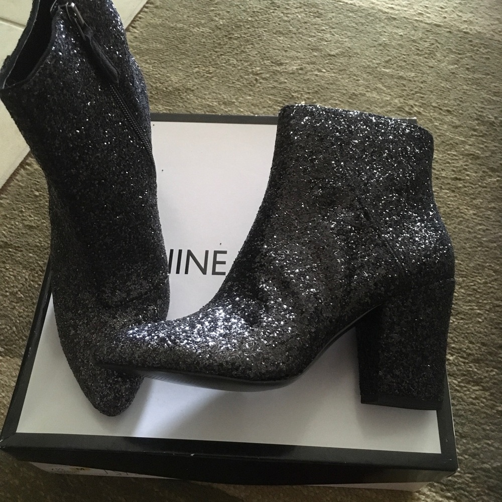 Glittery Black Ankle Boots
